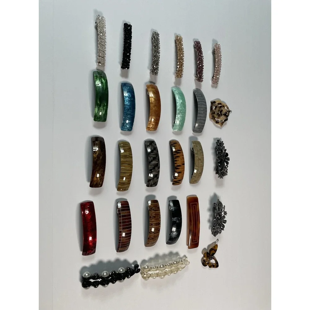 27 Pc Fancy Hair Clips Barrettes Set Colorful Pearl Rhinestone Cute Trendy Lot
